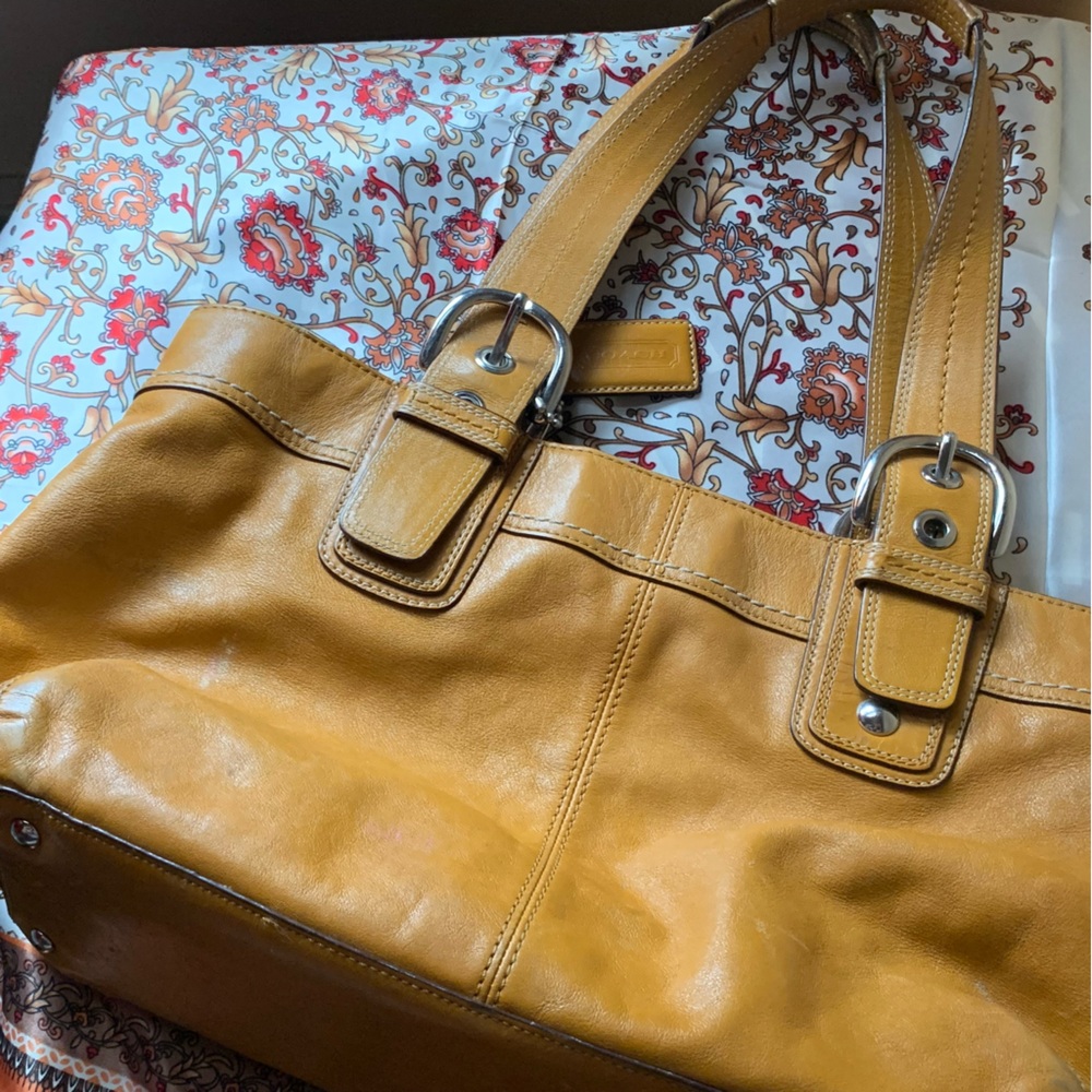 Coach Yellow Leather Shoulder Bag
